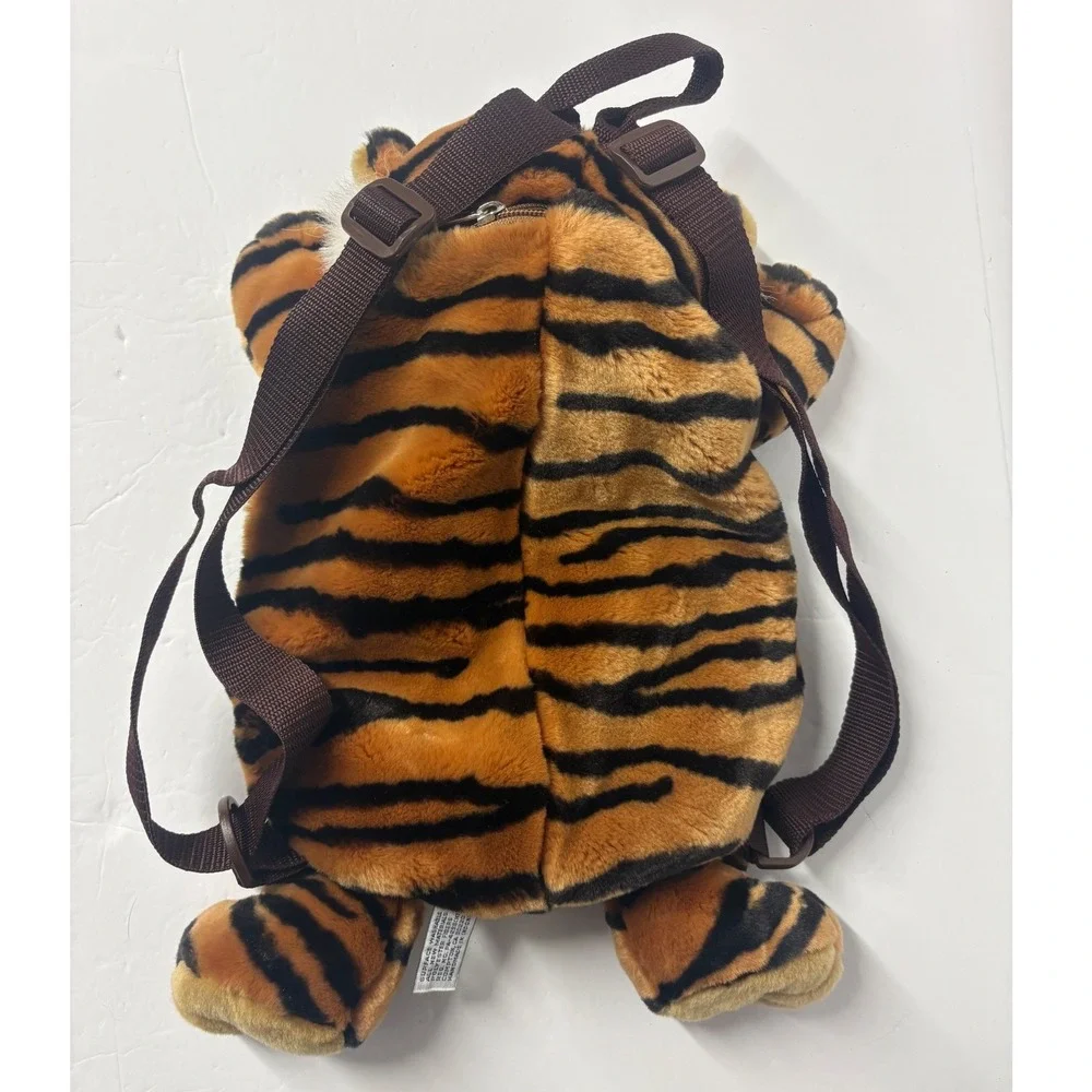 Aurora World Plush Tiger Backpack Orange Black Striped Animal Bag Adjustable